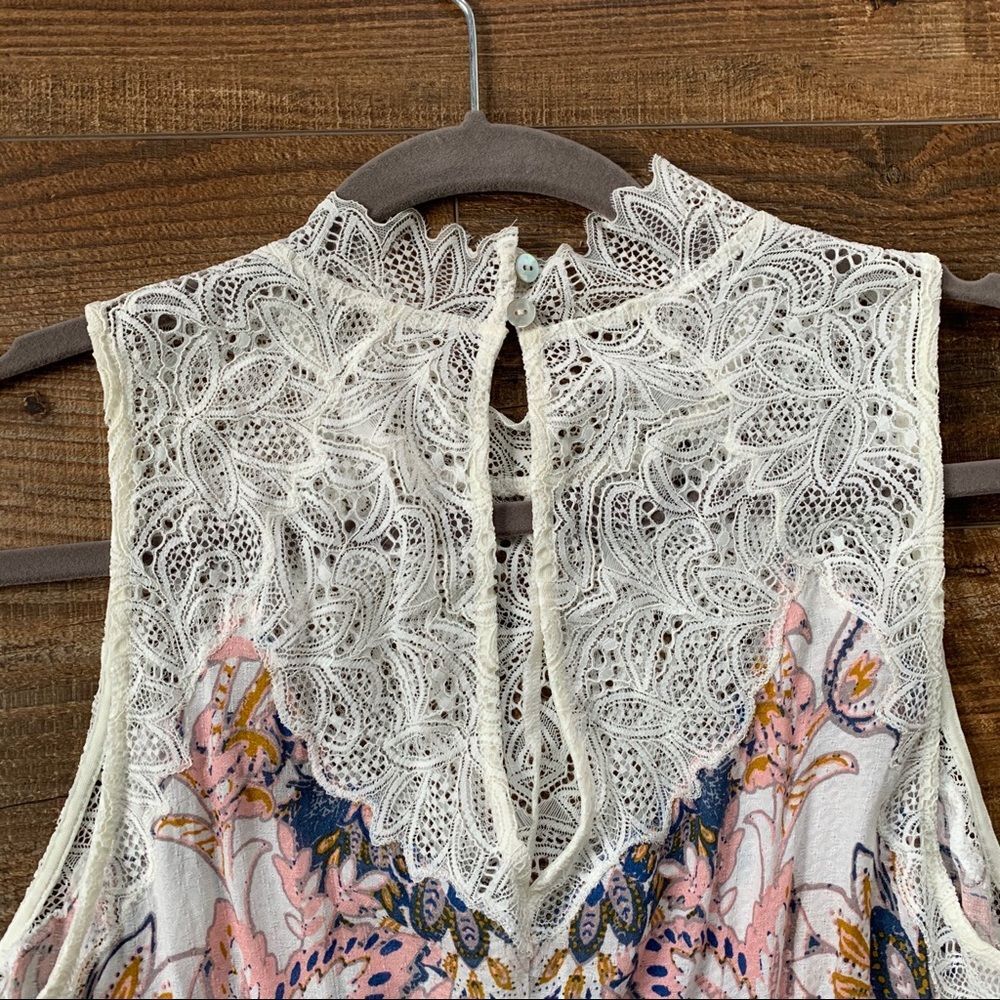 Free People Boho Lace Dress Womens M/L Fairy Whimsy Sheath Midi Delicate Summer - Picture 4 of 10